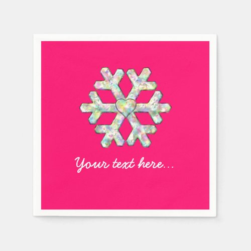 Hot Pink Snowflake Pink Christmas Paper Napkins