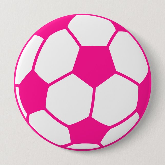 Hot Pink Soccer Ball Button (Front)