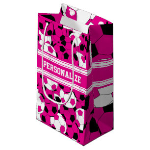 Hot Pink Soccer Ball Collage Small Gift Bag