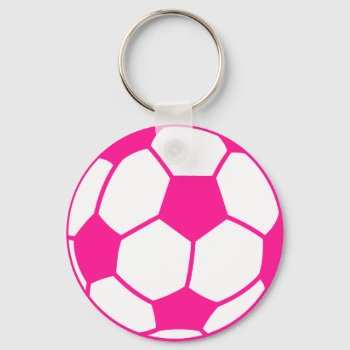 Hot Pink Soccer Ball Keychain by ColorStock at Zazzle