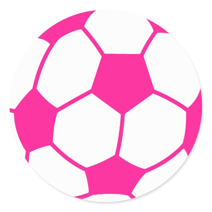 Hot Pink Soccer Ball Round Sticker