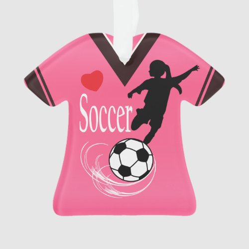 Hot Pink Soccer Ball Shirt Ornament