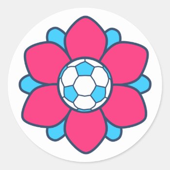 Hot Pink Soccer Girl Classic Round Sticker by SportsGirlStore at Zazzle