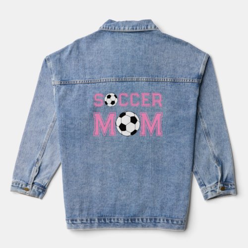 Hot Pink Soccer Mom Text On Blue Jeans Denim Jacket