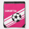 Hot Pink Soccer Stripes Drawstring Backpack