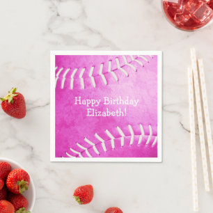 hot pink softball girls sports birthday party napkins