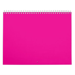 Hot Pink Solid Color Background Vibrant Design Calendar