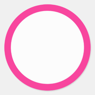 Hot pink solid color border blank classic round sticker