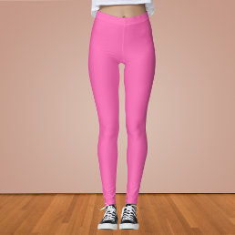 Hot Pink Solid Color  Leggings