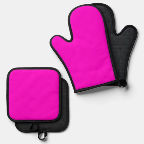 Hot Pink Solid Color Oven Mitt  Pot Holder Set