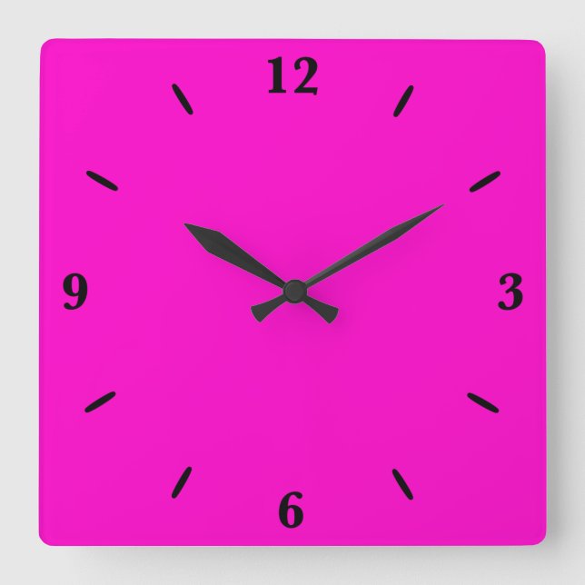 Hot Pink Solid Color Square Wall Clock (Front)