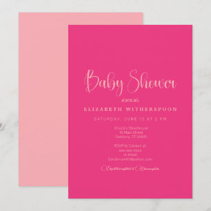 Hot pink solid modern baby Shower Invitation