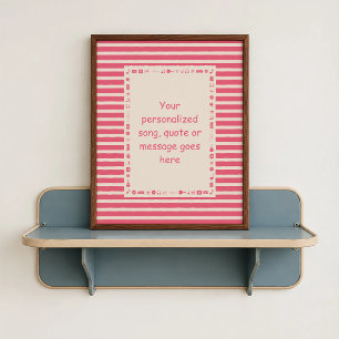 Hot Pink Song Lyric Poster - Personalized Gift