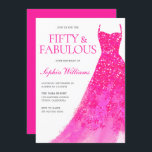 Hot Pink Sparkle Dress 50th Birthday Party  Invitation<br><div class="desc">Hot Pink Sparkle Dress 50th Birthday Party Fifty & Fabulous Invitation
Variations to the invitation and matching items in our store</div>