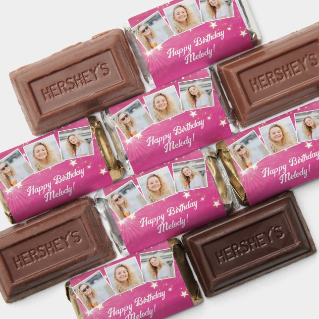 Hot Pink Sparkle Girls Photo Birthday Party Hershey's Miniatures (Assorted)