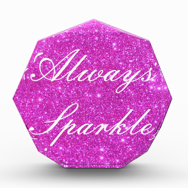 Hot Pink Sparkle Glittery CricketDiane Art Acrylic Award (Front)