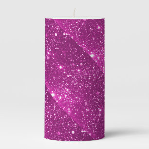 Hot Pink Sparkle Pillar Candle