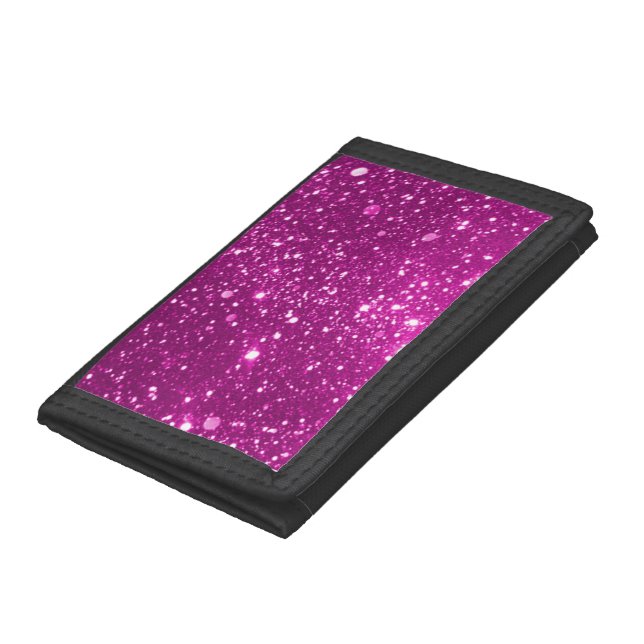 Hot Pink Sparkle TriFold Nylon Wallet (Bottom)