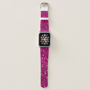 Hot pink sparkles faux glitter apple watch band