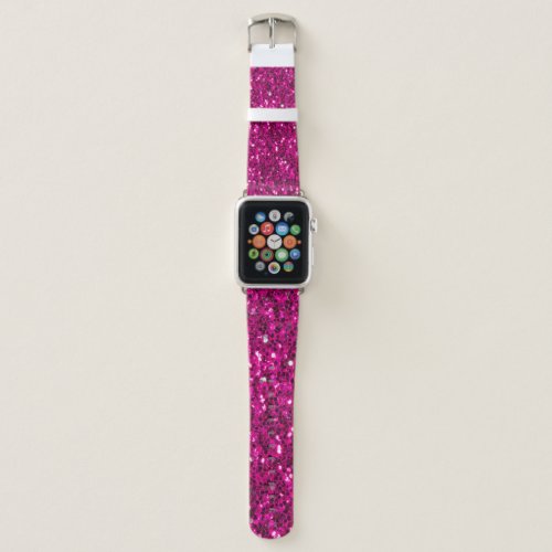 Hot pink sparkles faux glitter apple watch band