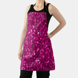 Hot pink sparkles faux glitter apron