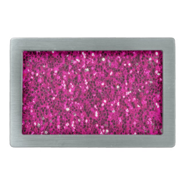 Hot pink sparkles faux glitter belt buckle (Front)