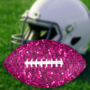 Hot pink sparkles faux glitter bling  football