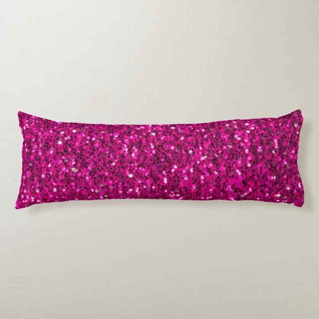 Hot pink sparkles faux glitter body pillow (Front)