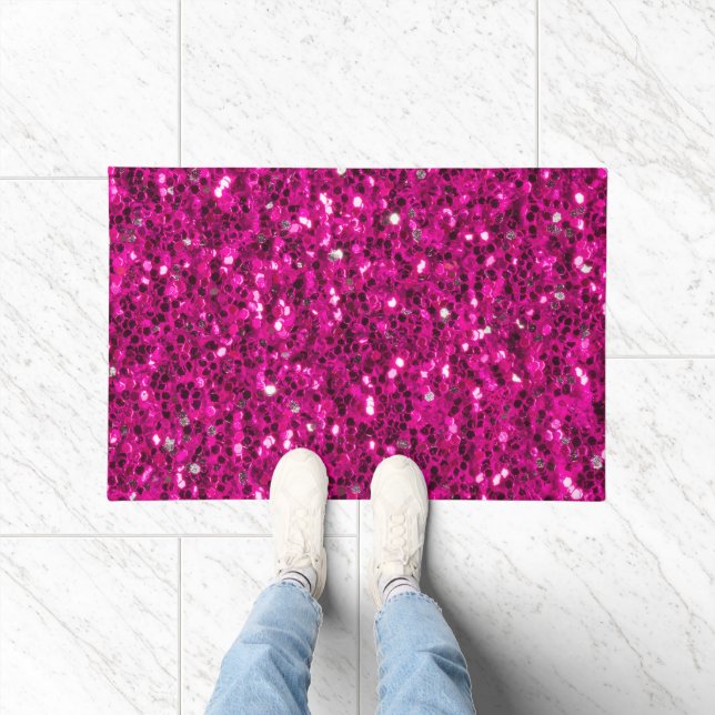 Hot pink sparkles faux glitter doormat (Indoor)