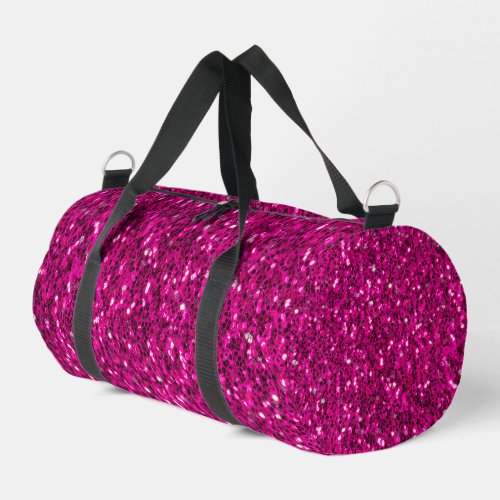 Hot pink sparkles faux glitter duffle bag