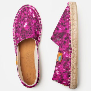 Hot pink sparkles faux glitter espadrilles