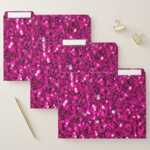 Hot pink sparkles faux glitter file folder