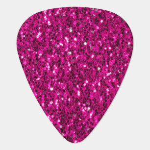 Hot pink sparkles faux glitter guitar pick