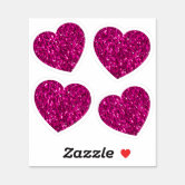 Pink Glitter Heart Heart Sticker, Zazzle
