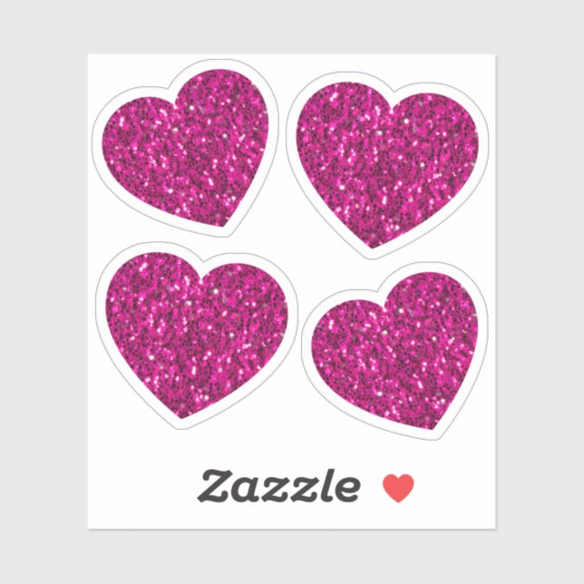 Hot pink sparkles faux glitter heart sticker (Sheet)