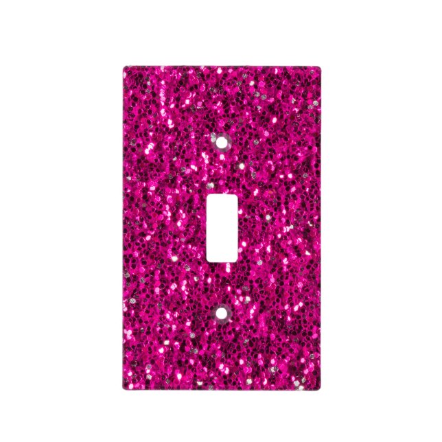 Hot pink sparkles faux glitter light switch cover (Front)