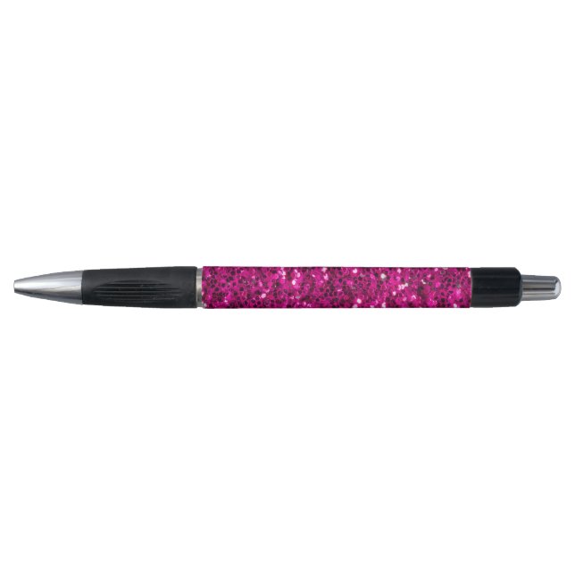 Hot pink sparkles faux glitter pen (Front)