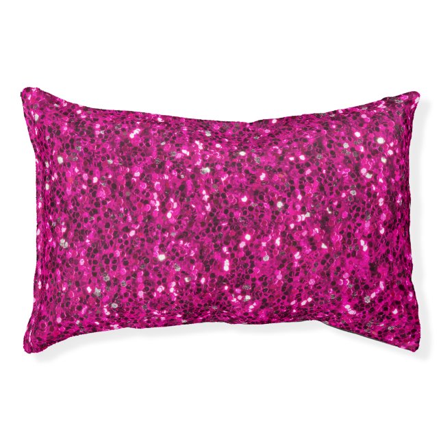 Hot pink sparkles faux glitter pet bed (Front)