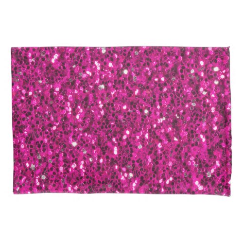 Hot pink sparkles faux glitter pillow case