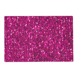 Hot pink sparkles faux glitter placemat