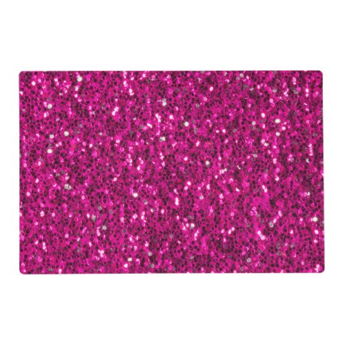 Hot pink sparkles faux glitter placemat