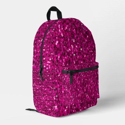 Hot pink sparkles faux glitter printed backpack