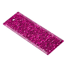 Hot pink sparkles faux glitter ruler
