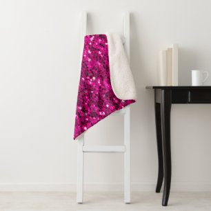 Hot pink sparkles faux glitter sherpa blanket