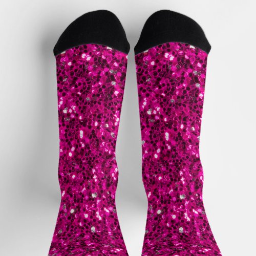 Hot pink sparkles faux glitter socks