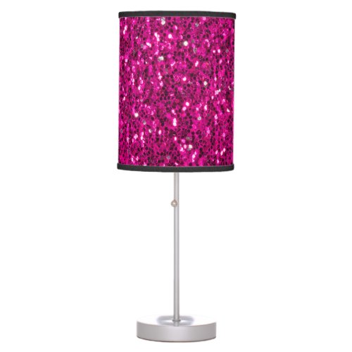 Hot pink sparkles faux glitter table lamp