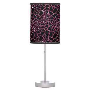 Hot Pink Sparkles with Black Animal Print Table Lamp