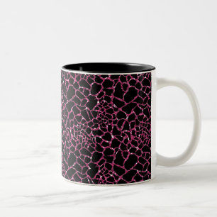 Hot Pink Sparkles with Black Animal Print Two-Tone Coffee Mug
