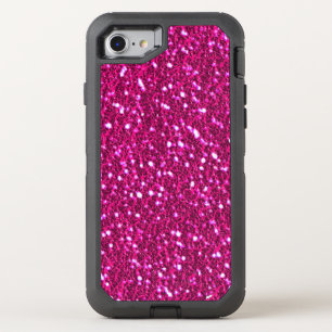 Hot Pink Sparkly Glitter Look Bling OtterBox Defender iPhone SE/8/7 Case