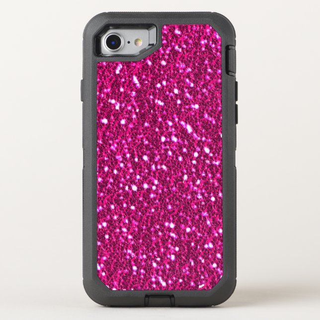 Hot Pink Sparkly Glitter Look Bling Otterbox iPhone Case (Back)